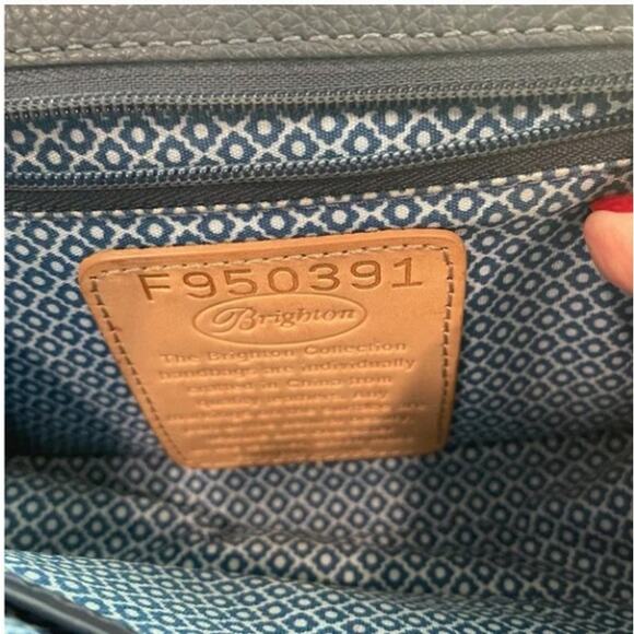 Brighton Mini Flap Crossbody Bag Deep Blue Silver Chain Medallion Compact OS - Picture 6 of 8